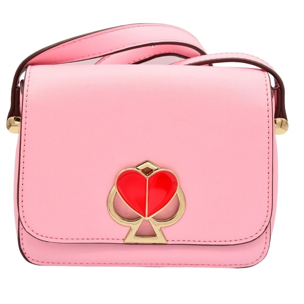 Kate Spade NY Nicola Twistlock Small Flap Shoulder Bag Rococo Pink Heart RARE